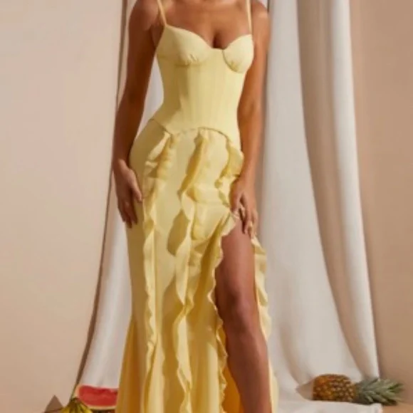 Oh Polly Yellow Corset Dress - Picture 1 of 4